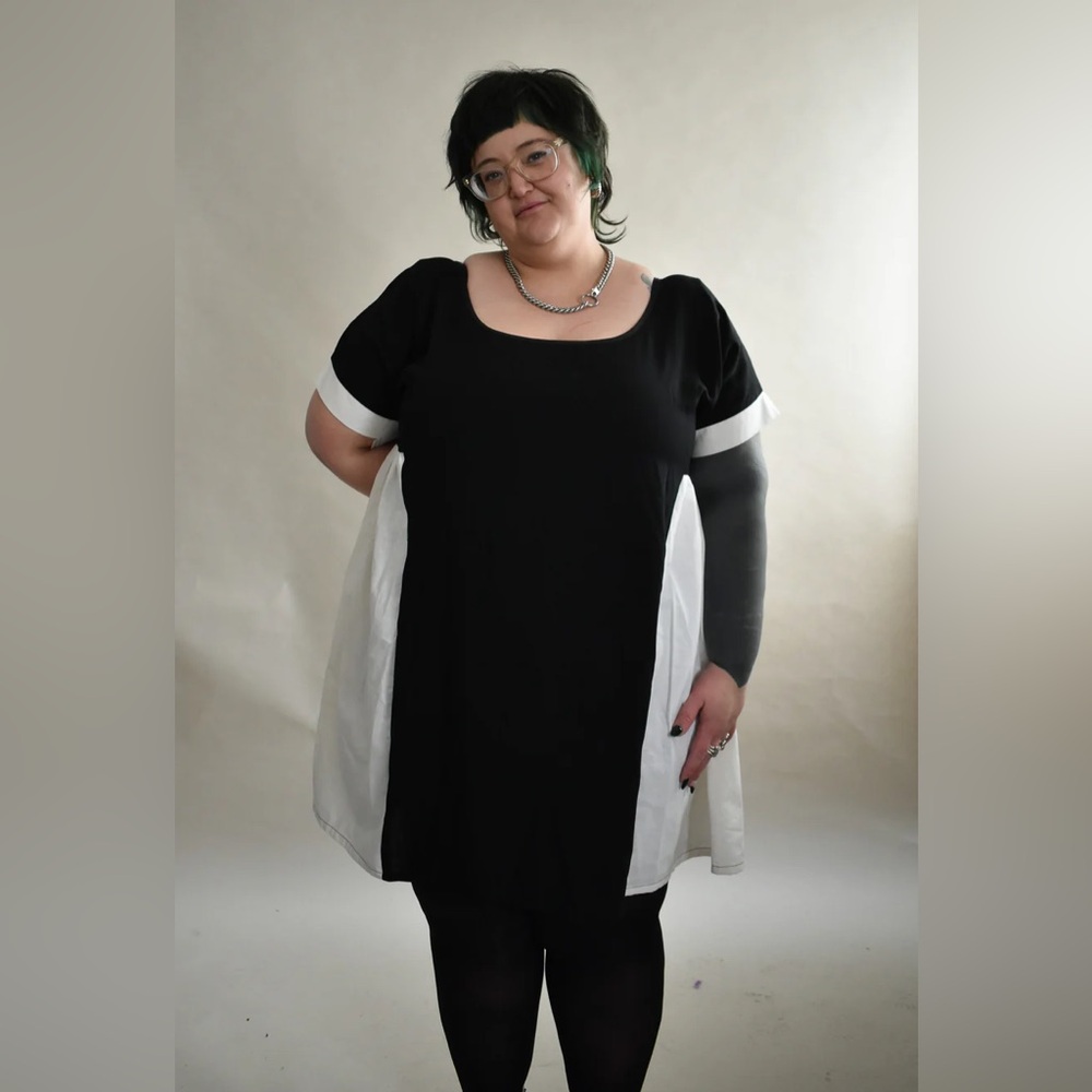 Altar PDX XL Krista Dress in Black and White Linen 1X 2X